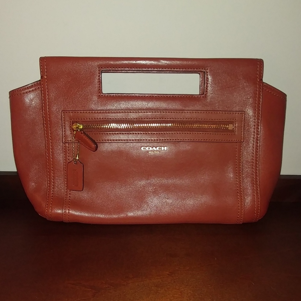 Coach Legacy Leather Basket Clutch in Congac